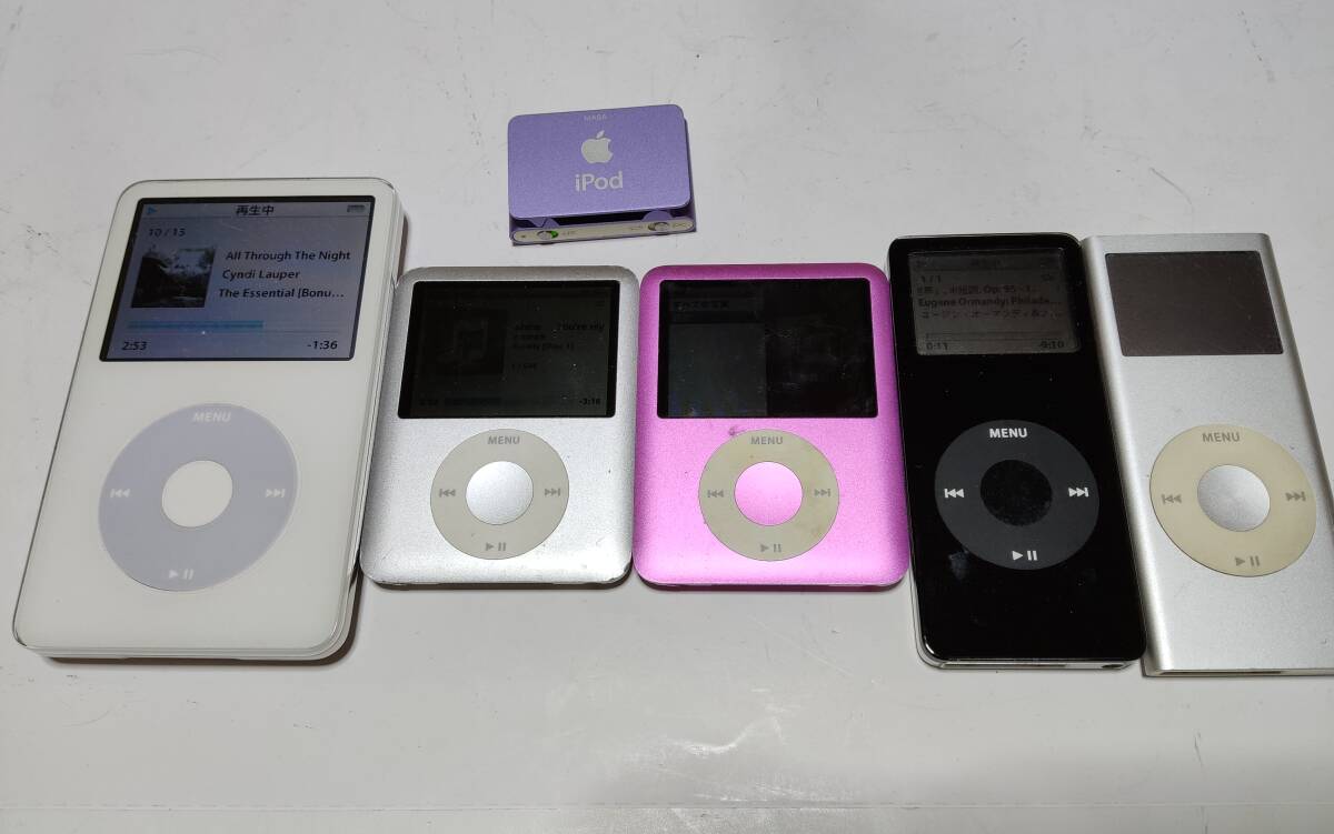 Apple iPod 30GB ,8GB ,4GB ,2GB ,1GB,通電確認済み、ipod MASA 、６台まとめ売り、ジャンク品扱いの画像2