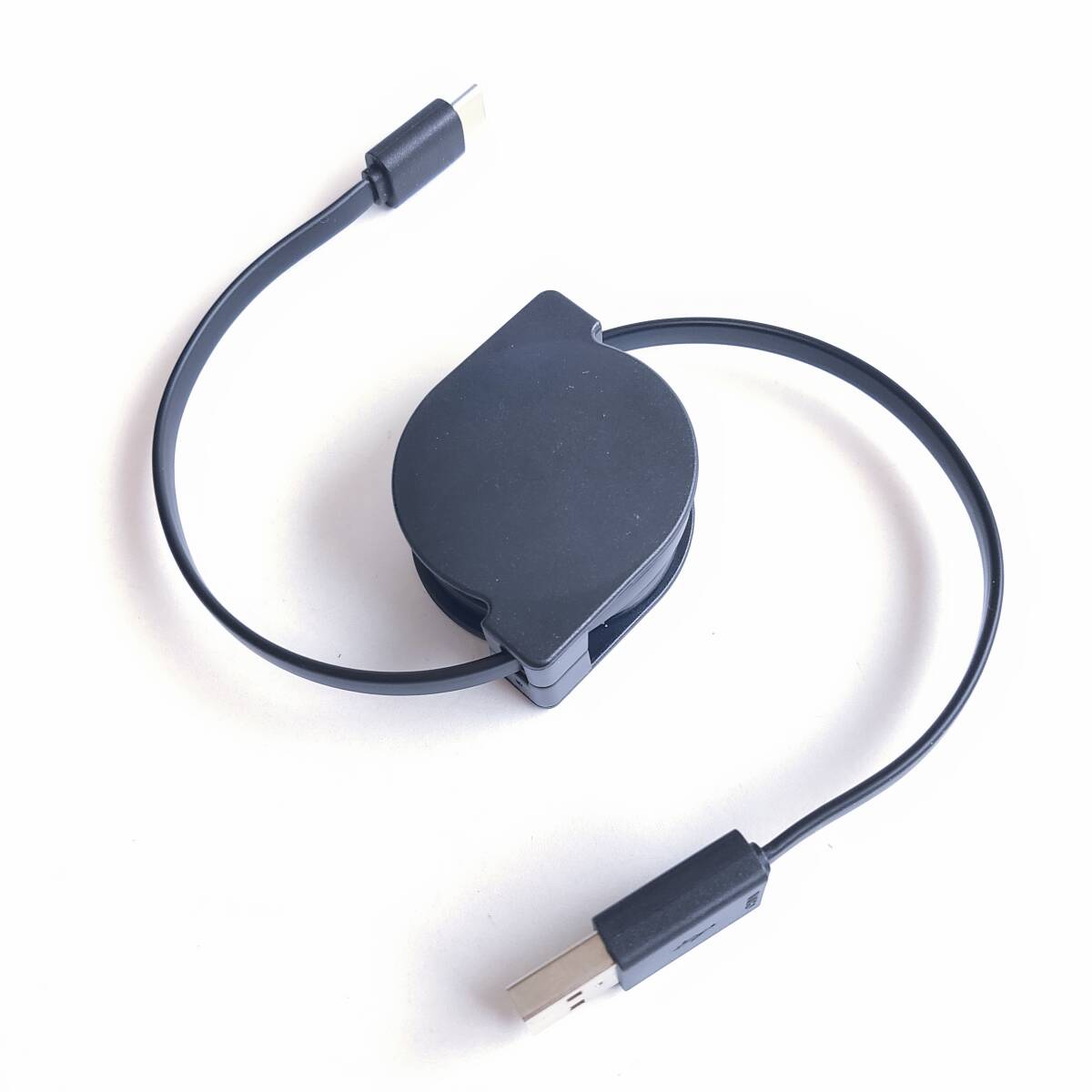 「一円スタート」USB-A USB-C 巻き取り式 充電ケーブル 約1m ブラック「1円」AKI01_2481_画像3