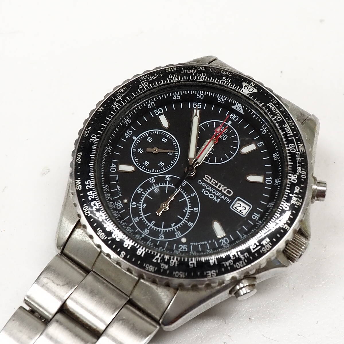 45787-520　SEIKO セイコー 腕時計 SND253P1 7T92-0CF0 ブラック シルバー ウォッチ クロノグラフ カレンダー送料520円～　junk品_画像7