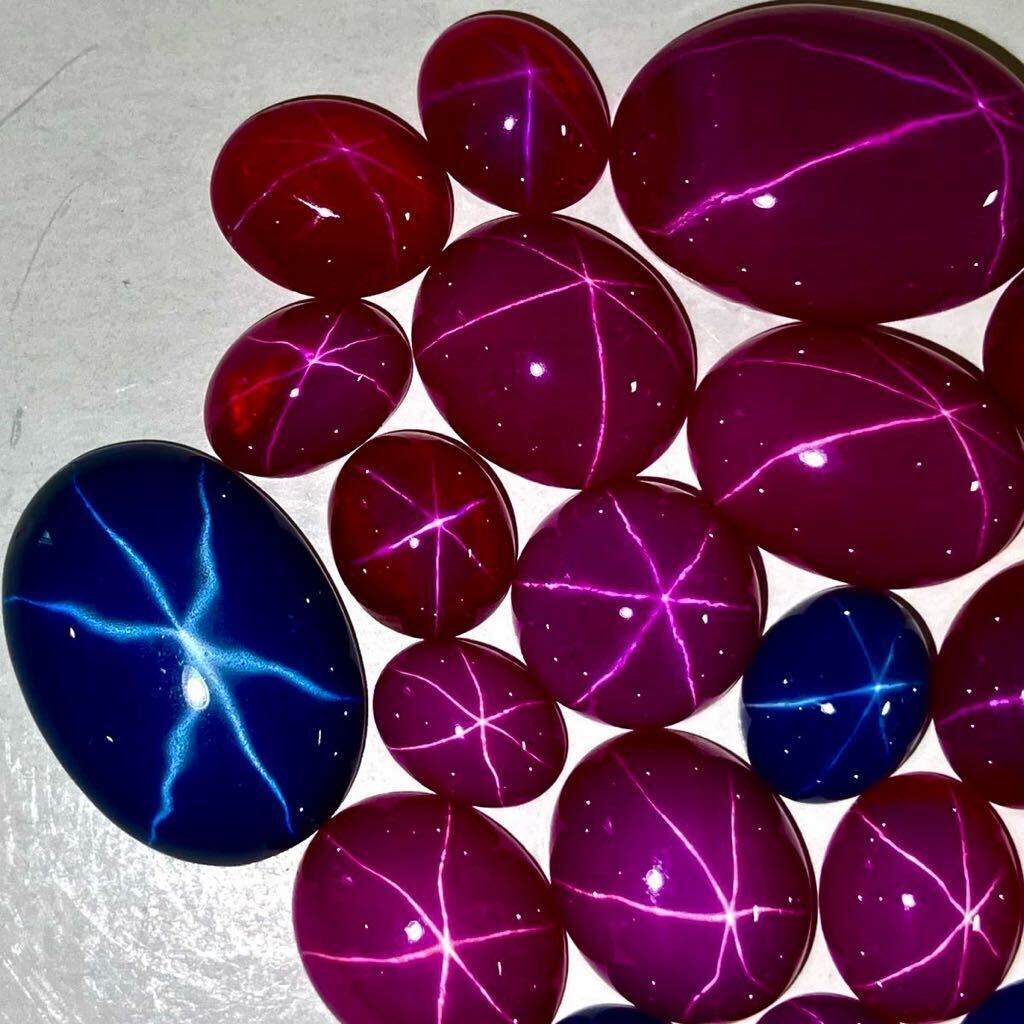 ●リンデンスターサファイア・ルビー26点おまとめ100ct●a ルース 裸石 宝石 star sapphire ruby jewelry ジュエリー スタールビー ①の画像2