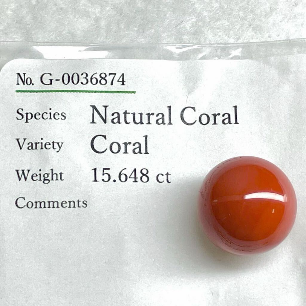 15ctUP!!●天然本珊瑚3.1g●a 15.648ct 約13.0×13.1mm ルース 裸石 宝石 coral コーラル さんご 丸玉 サンゴ EA5/EC1 テ ED7の画像6