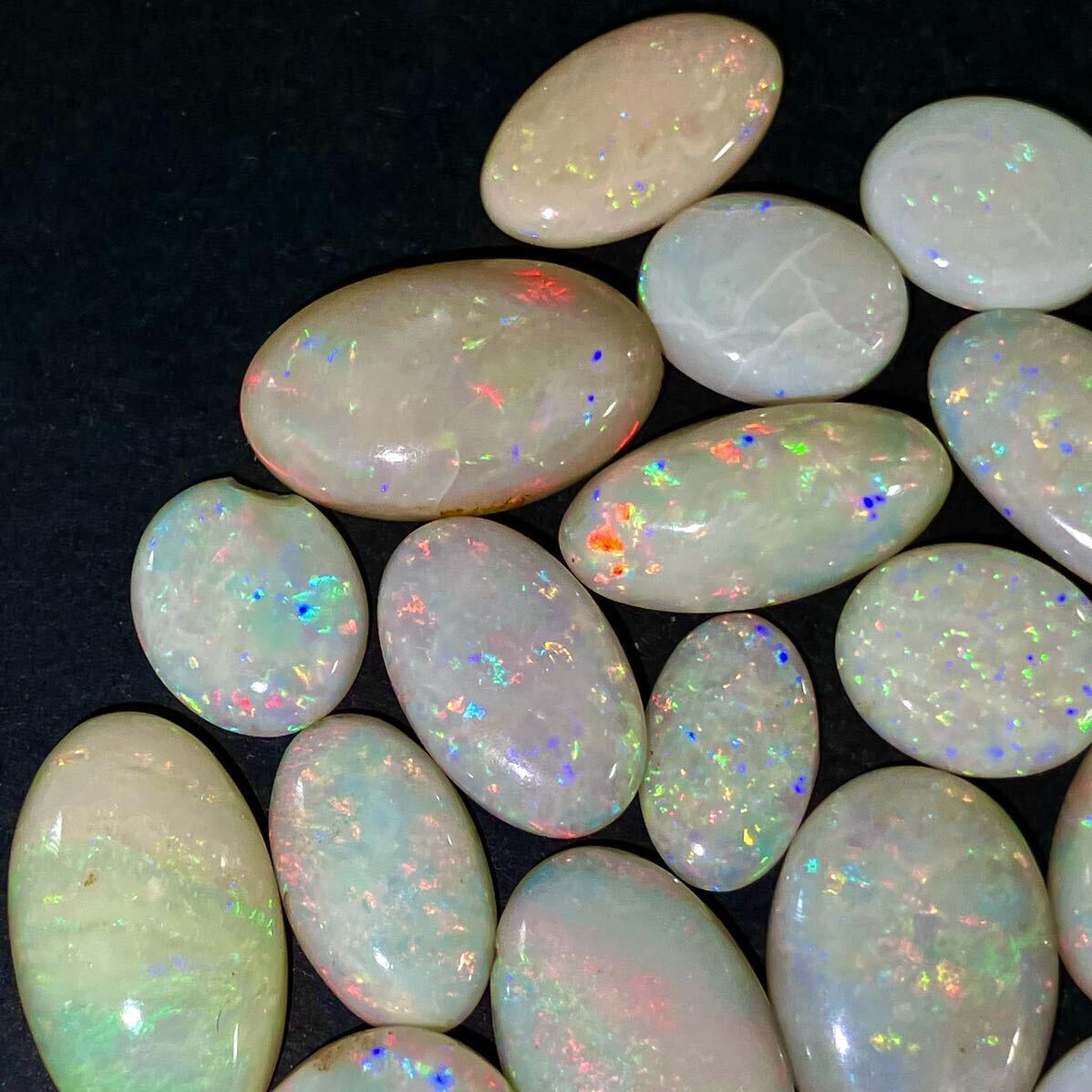 遊色効果抜群!!●天然ホワイトオパール25点おまとめ●a 100ct ルース 裸石 宝石 ジュエリー jewelry opal 遊色 water fire white の画像2