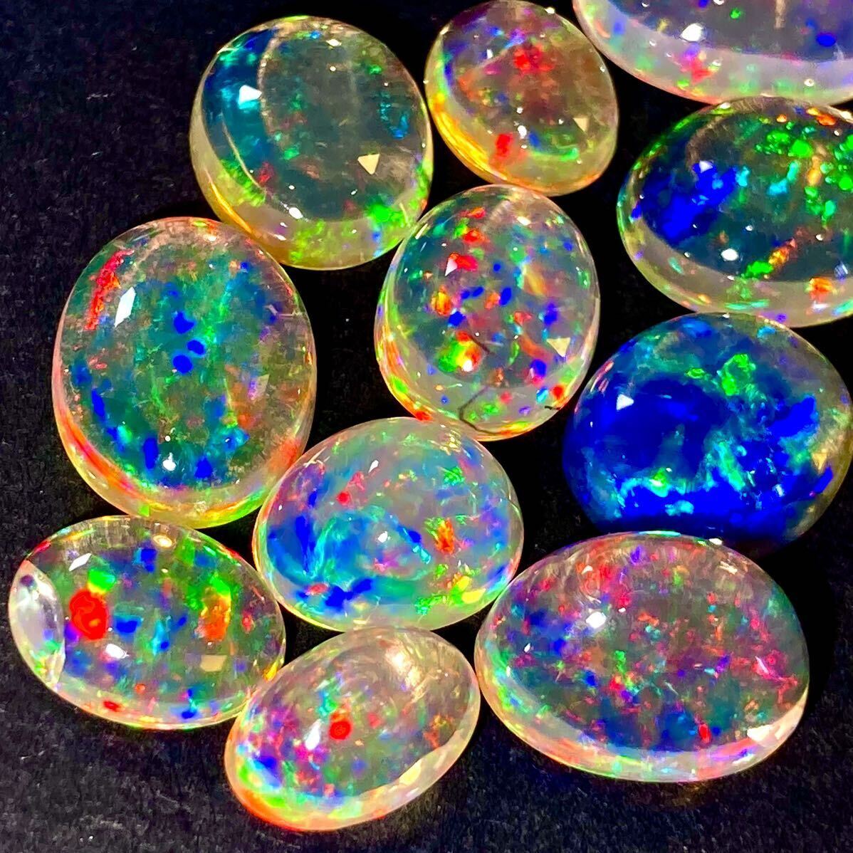 遊色効果抜群!!●天然オパール10点おまとめ●a 25ct ルース 裸石 宝石 ジュエリー jewelry opal 遊色 water fire white