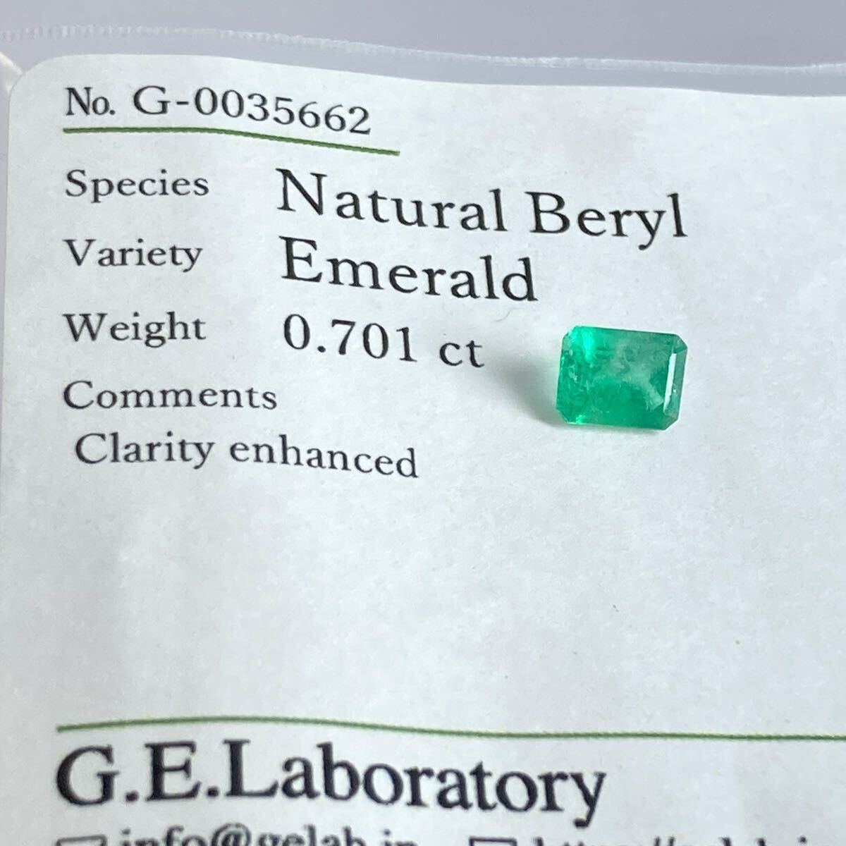 ●天然エメラルド0.701ct●a約5.8×4.6mmソーティング付 ルース 裸石 宝石 ジュエリーjewerly emerald DA0 テEA5の画像3