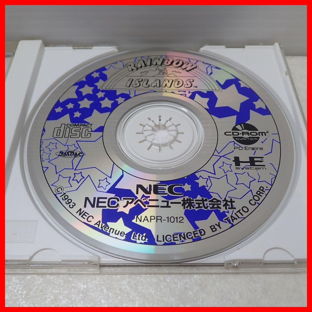 ☆動作保証品 PCE PCエンジン CD-ROM2 RAINBOW ISLANDS レインボーアイランド NECアベニュー 箱説帯ハガキ付【PP_画像2