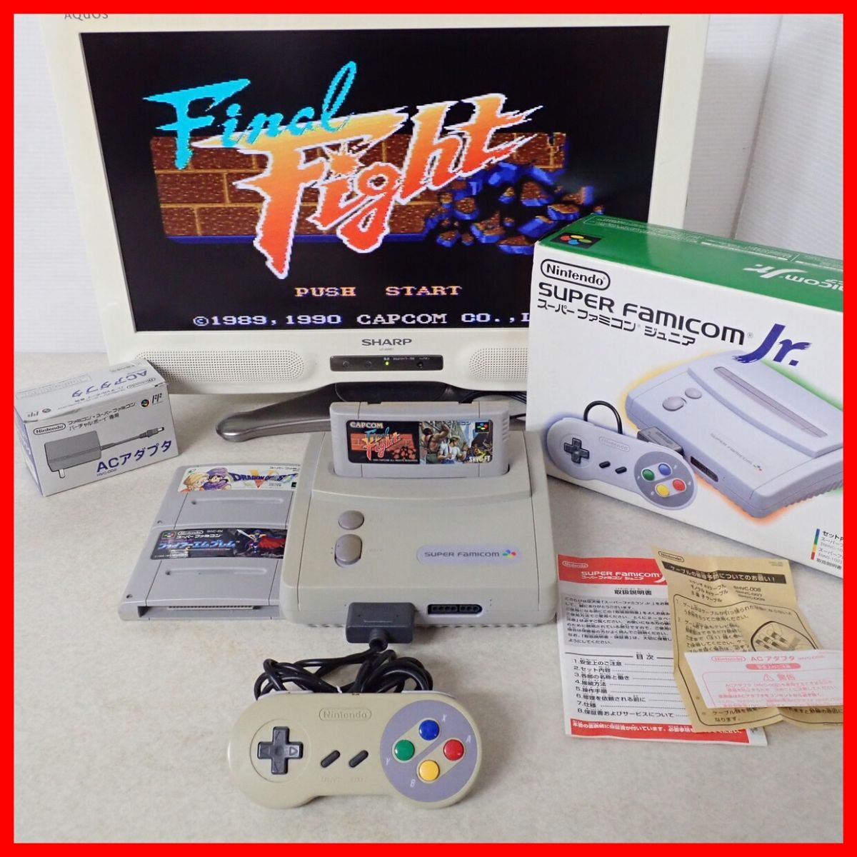 動作品 SFC スーパーファミコンジュニア SHVC-101 本体 箱説付＋ファイナルファイト 等 ソフト3本 まとめてセット 任天堂 Nintendo【20の画像1