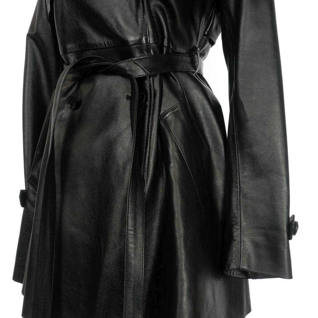  unused goods ballet baiba crash BALLET BY BACKLASH sheepskin leather trench coat jacket S black black 21-9-CT-57L