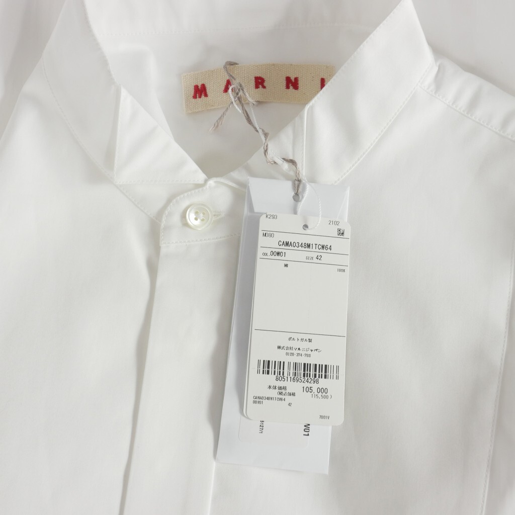 未使用品 マルニ MARNI 21AW スモールチップカラーシャツ ブラウス 長袖 42 ホワイト 白 CAMA0348M1 TCW64 国内正規 レディース_画像6