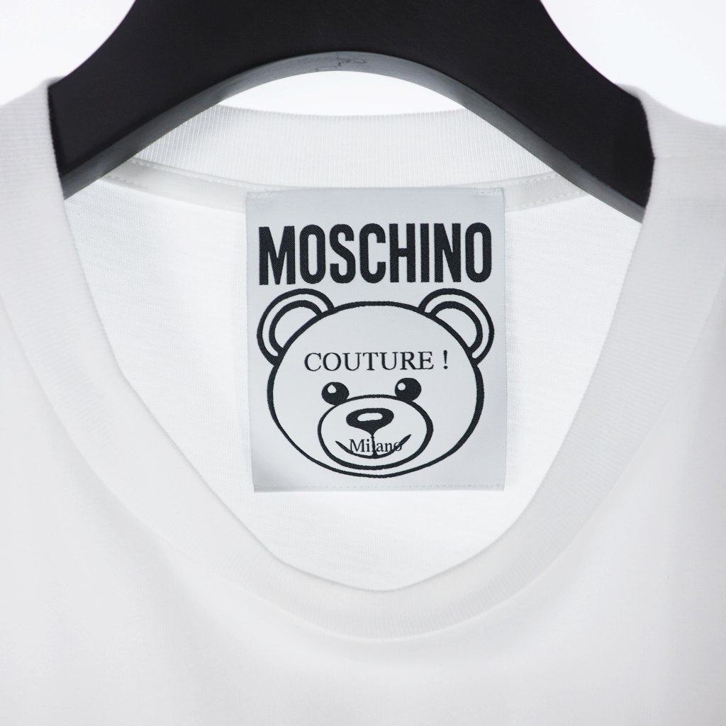 未使用品 モスキーノ MOSCHINO 20SS バッド テディベア プリント Tシャツ カットソー 半袖 L ホワイト 白 A0711 レディース_画像5
