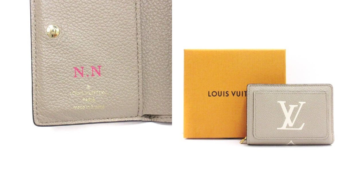 ルイヴィトン LOUIS VUITTON モノグラム アンプラント ポルトフォイユ クレア 二つ折り財布 コンパクト財布 フランス製 M82370 ベージュ レの画像9