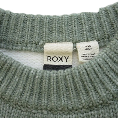  Roxy ROXY свитер вязаный шерсть .M белый белый зеленый зеленый женский 