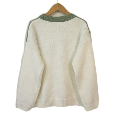  Roxy ROXY свитер вязаный шерсть .M белый белый зеленый зеленый женский 