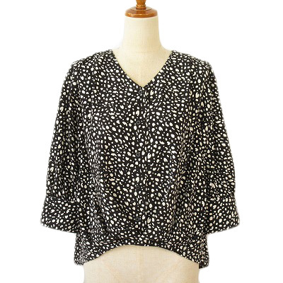 Ozock Ozoc Heart Leopard Blouse 38 Black Ladies