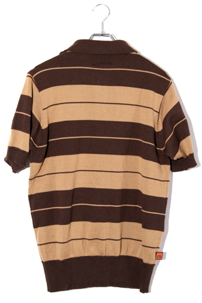 FB COUNTY エフビーカウンティー SIZE:M Charlie Brown S/S Knit Polo Shirts ボーダー 半袖 ニットポロシャツ BROWN ブラウン /◆ メンズ_画像2