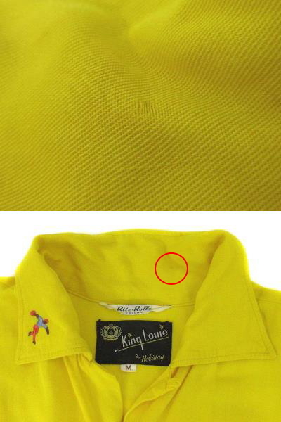 キングルイ King Louie 60s ボーリング シャツ 半袖 チェーン刺繍 ワッペン付き イエロー 黄 M ヴィンテージ メンズの画像3