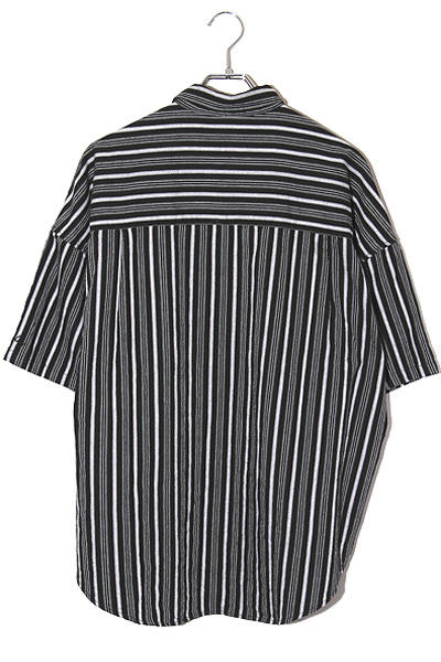 2022SS 430 FOURTHIRTY フォーサーティー S/S STRIPE BIG SHIRTS ストライプ ビッグシャツ 半袖シャツ 2 BLACK ブラック 22-071 /◆ メンズ_画像2