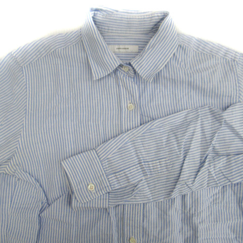  Journal Standard JOURNAL STANDARD shirt blouse long sleeve stripe pattern linen. blue blue white white /SM26 lady's 