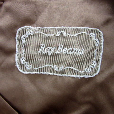 レイビームス Ray Beams ティアードワンピース ミモレ丈 ノースリーブ ラウンドネック 無地 サテン チュール 1 ライトブラウン レディース_画像6