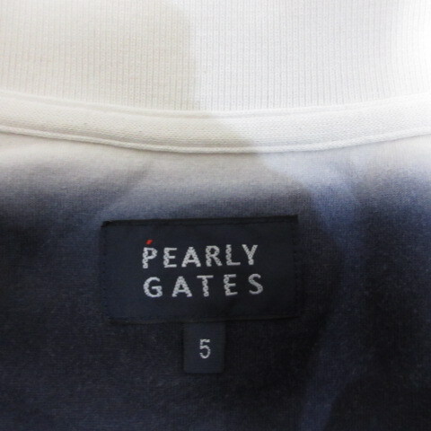パーリーゲイツ PEARLY GATES ゴルフウェア 半袖 ポロシャツ カットソー 5 白 ホワイト ボーダー柄 ストレッチ 日本製 正規品 メンズ_画像4