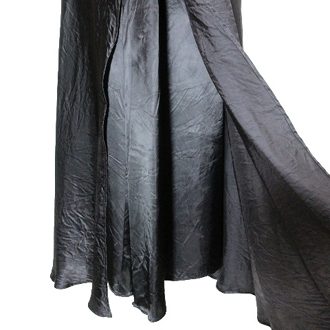 ドゥーズィエムクラス DEUXIEME CLASSE 18年 美品 GLOSSY-SKIRT サテンスカート アシンメトリー ロング フレア 38 M相当 黒 ブラック IBO51_画像3
