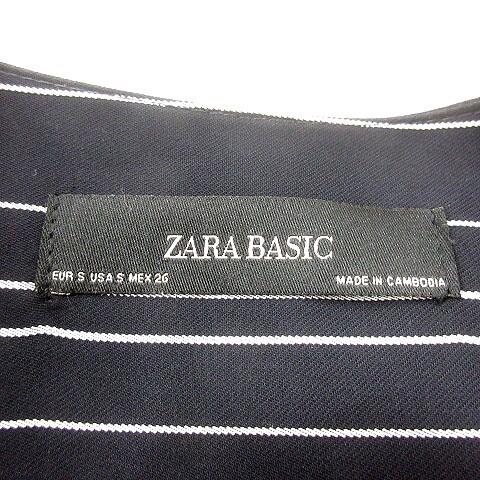 ザラ ベーシック ZARA BASIC カーディガン ロング ストライプ S 紺 ネイビー /MN レディース_画像5