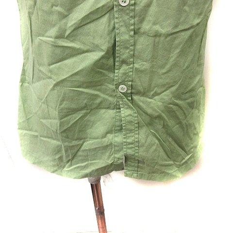 アーペーセー A.P.C. シャツ ブラウス バンドカラー 半袖 40 緑 カーキ /YI レディース_画像3