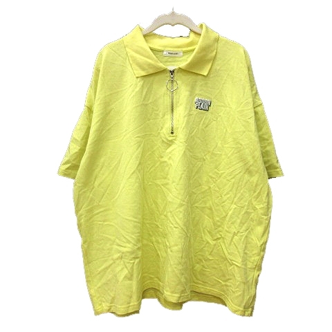 アドーンプレーン Adoon plain ポロシャツ ハーフジップ 刺繍 半袖 M 黄色 イエロー /MN メンズ_画像1