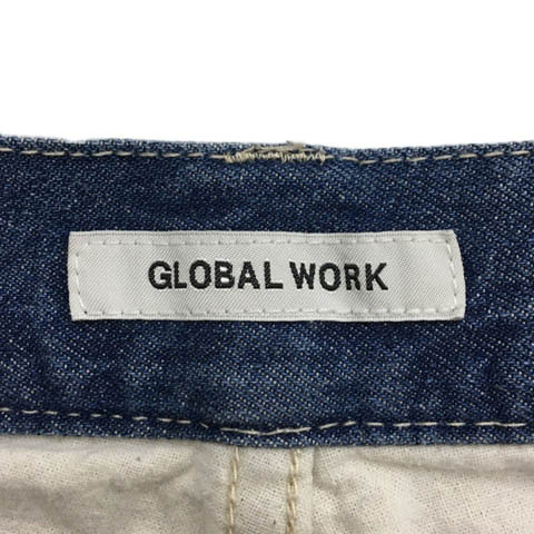 свечение bar Work GLOBAL WORK брюки Denim джинсы pe Inter Wide Long Zip fly одноцветный L синий голубой женский 