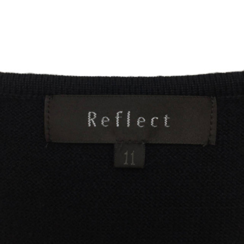 リフレクト Reflect セーター ニット プルオーバー ボートネック アーガイル ボーダー ウール 長袖 11 黒 紫 ブラック パープル レディース_画像5