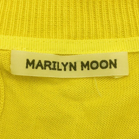 マリリンムーン Marilyn Moon カーディガン ニット ラウンドネック 無地 ビジュー チュール フリル リボン 七分袖 黄 イエロー レディース_画像5