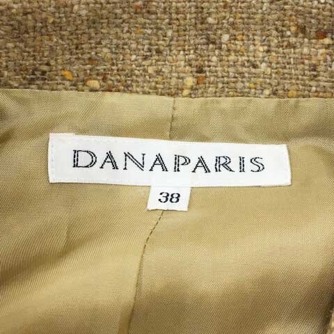 ダナパリ DANAPARIS ジャケット ブレザー シングル ウール ツイード調 ネップ 長袖 38 ベージュ 茶 ブラウン レディース_画像5