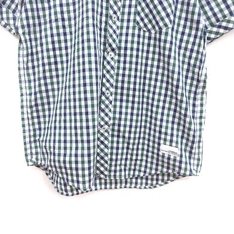 ジュンレッド J.N.R.D. ボタンダウンシャツ ギンガムチェック 半袖 2 緑 グリーン 紺 ネイビー 白 ホワイト /MS メンズ_画像3