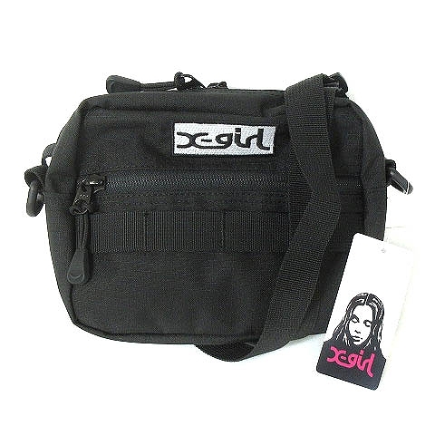  unused goods X-girl x-girl tag attaching shoulder bag 2 point set summarize Logo navy blue navy black black lady's 