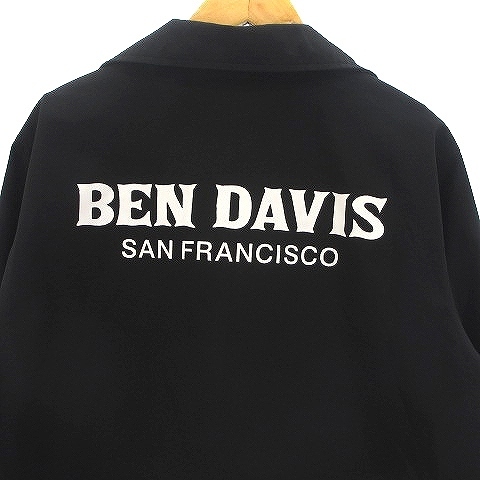 ベンデイビス BEN DAVIS コーチジャケット プリント フロントスナップボタン ドローコード 黒 ブラック M ■GY01 メンズの画像5