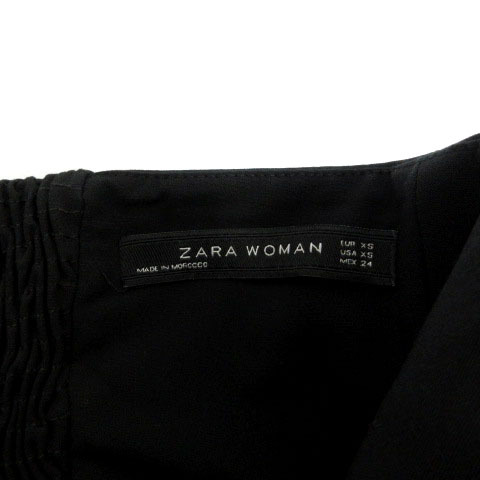 ザラウーマン ZARA WOMAN スカート 台形 ボタンダウン ハイウエスト ウエストゴム ブラック 黒 XS レディース_画像9