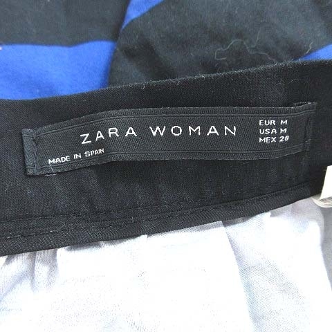 ザラウーマン ZARA WOMAN 台形スカート ミニ ボーダー M 紺 ネイビー 黒 ブラック /CT レディース_画像5