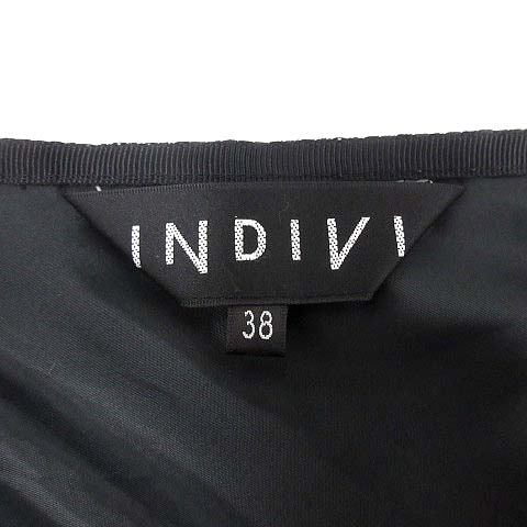  Indivi INDIVI юбка в складку mi утечка длинный талия Mark шифон 38 чёрный черный /YK женский 