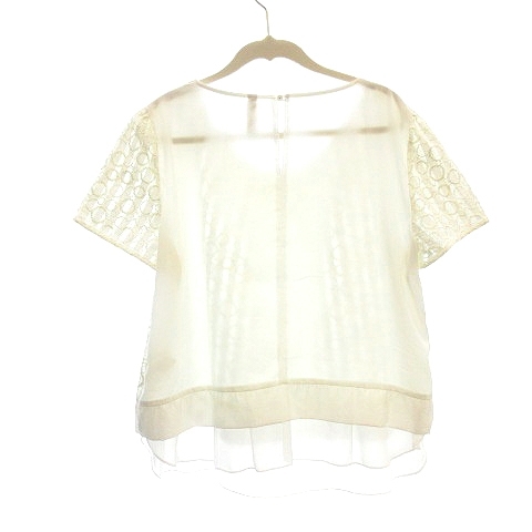  Untitled UNTITLED blouse embroidery short sleeves switch 44 white ivory /MN lady's 