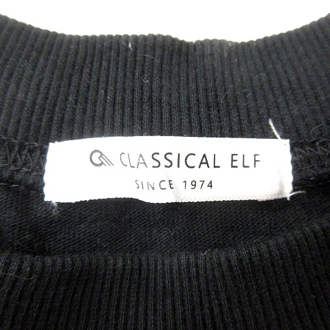 クラシカルエルフ CLASSICAL ELF カットソー Tシャツ ハイネック 半袖 ロールアップ L 黒 ブラック /MN レディース_画像5