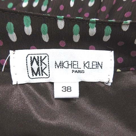  Michel Klein MICHEL KLEIN One-piece knee height 7 minute sleeve chiffon dot 38 scorching tea dark brown /CT #MO lady's 
