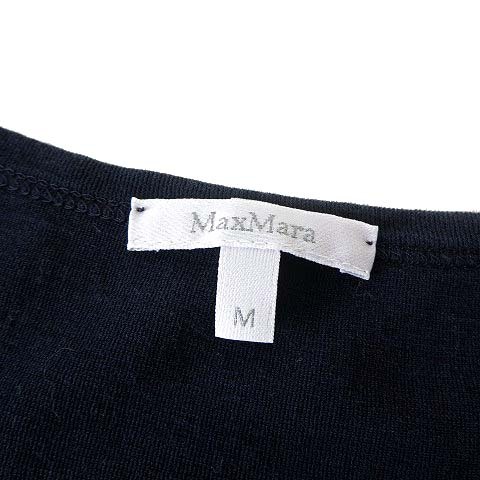 マックスマーラ MAX MARA カットソー Tシャツ キャップスリーブ ノースリーブ 絹 シルク コットン M 紺 ネイビー レディース_画像5
