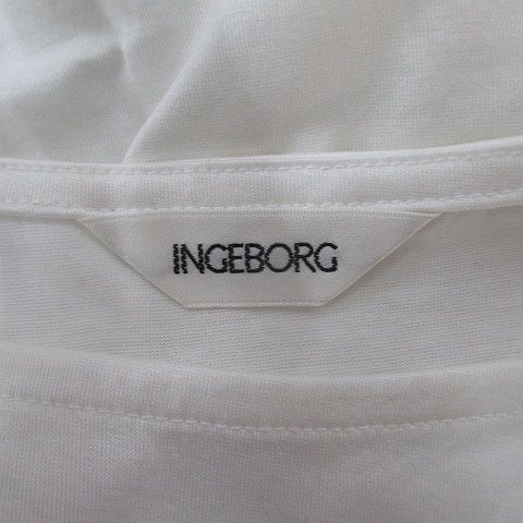 インゲボルグ INGEBORG 半袖 カットソー 白系 ホワイト プリント ロゴ 綿 コットン レディース_画像3