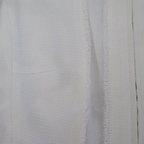 エスカーダ ESCADA 半袖 ノーカラー ツイードジャケット 38 白系 ホワイト ジップアップ 綿 コットン ストレッチ レディース_画像8