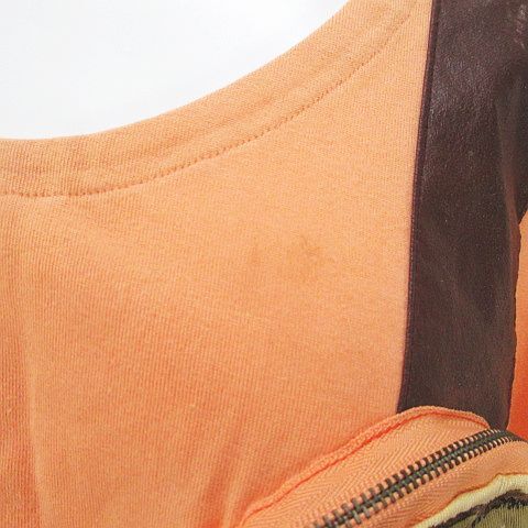 Fissora 半袖 カットソー V オレンジ系 ポケット 綿 コットン 日本製 レディース_画像8