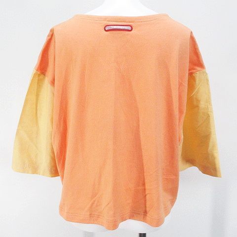 Fissora 半袖 カットソー V オレンジ系 ポケット 綿 コットン 日本製 レディース_画像2
