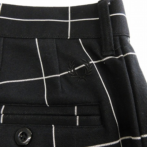 フレッドペリー FRED PERRY ersey Slacks Pant Perry Boys ジャージ スラックス パンツ チェック ブラック 黒 M メンズ_画像6