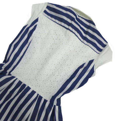  Chesty Chesty One-piece shirt One-piece biju- race switch . short sleeves midi height cotton stripe blue blue white 1