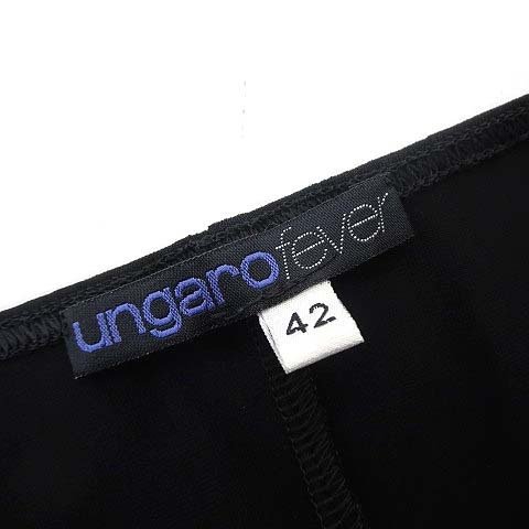 ウンガロフィーバー ungaro fever ワンピース フレア マーメイド フロント リボン レース 刺繍 ギャザー フレンチ ノースリーブ M 42 黒_画像5