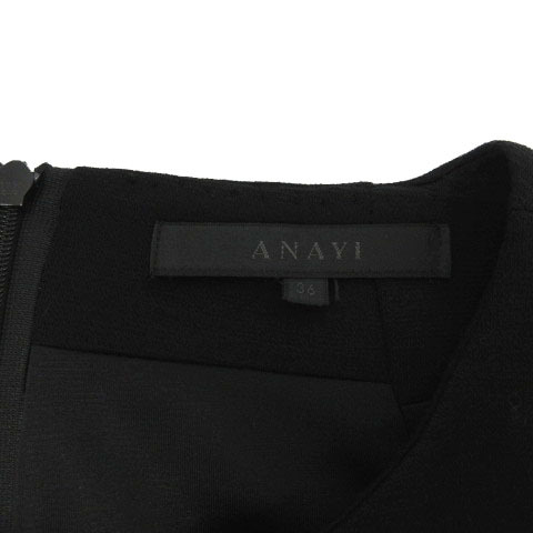  Anayi ANAYI One-piece длинный рукав midi длина do King переключатель . tuck сделано в Японии ламе "в елочку" черный чёрный серый 36 женский 