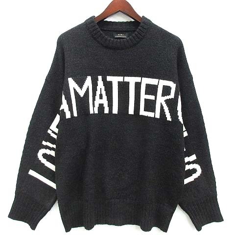 ザラ ZARA オーバーサイズ ニット セーター 長袖 ウール混 Love Is A Matter Of Two チャコール M メンズ_画像1